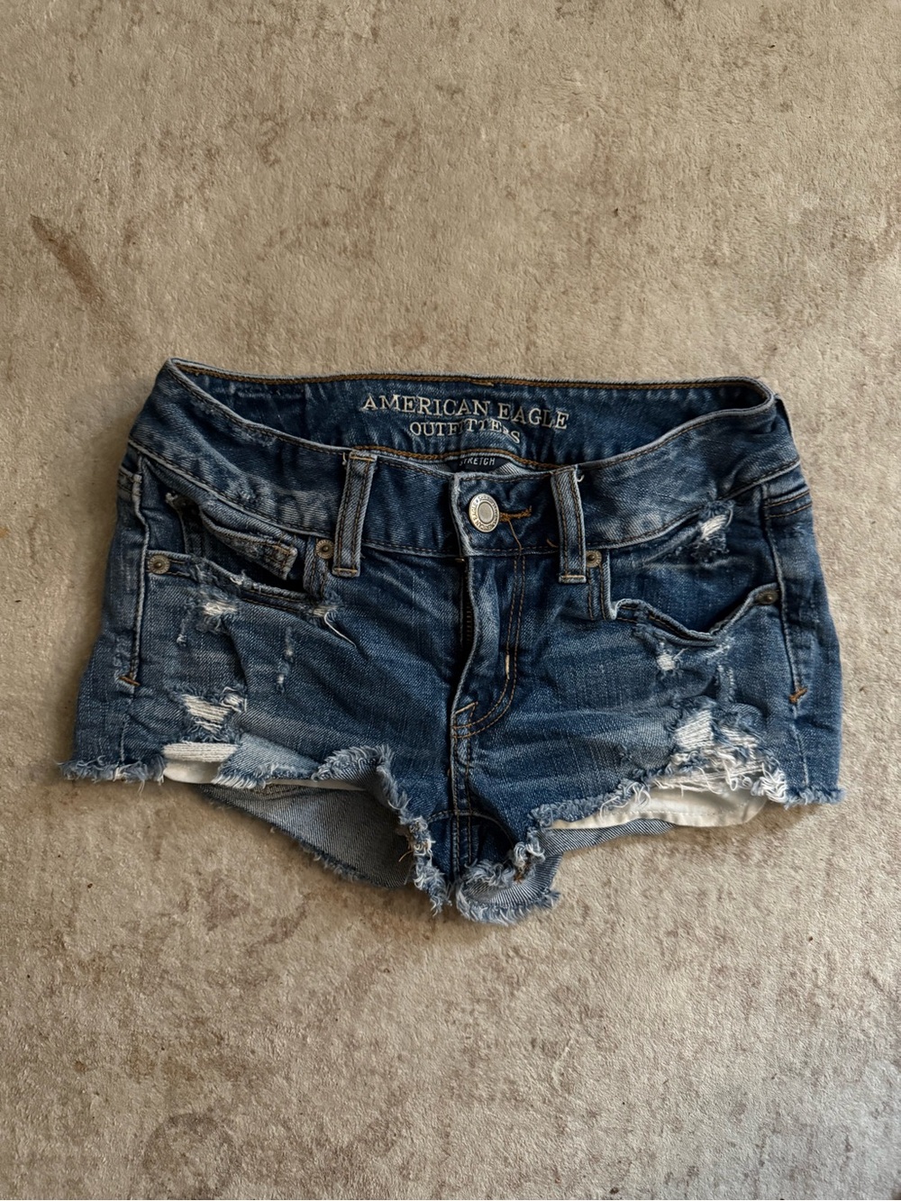 American Eagle Outfitters Dark Wash Distressed Denim Shorts